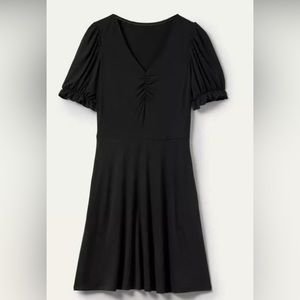 Boden V-Neck Jersey Dress Women's 10 R Black Knee Length Semi Fit Pockets